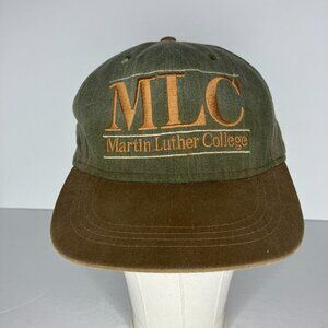 Vintage 90's Martin Luther College Adjustable Hat Cap Green Brown